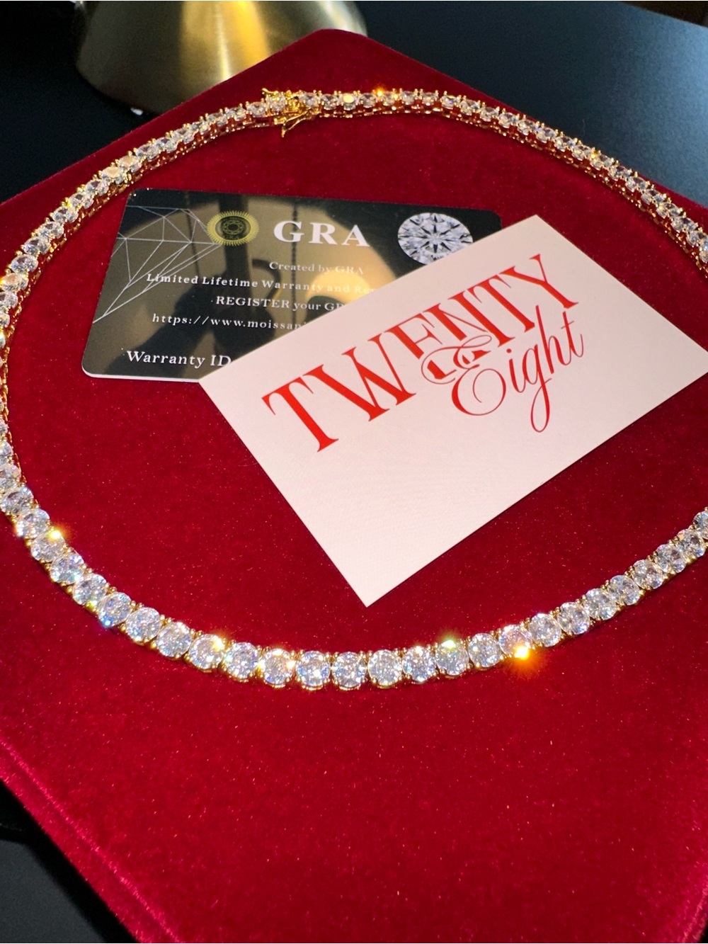 GRA Certified Moissanite Tennis Necklace 5mm | 925 Sterling Silver Gold Plated